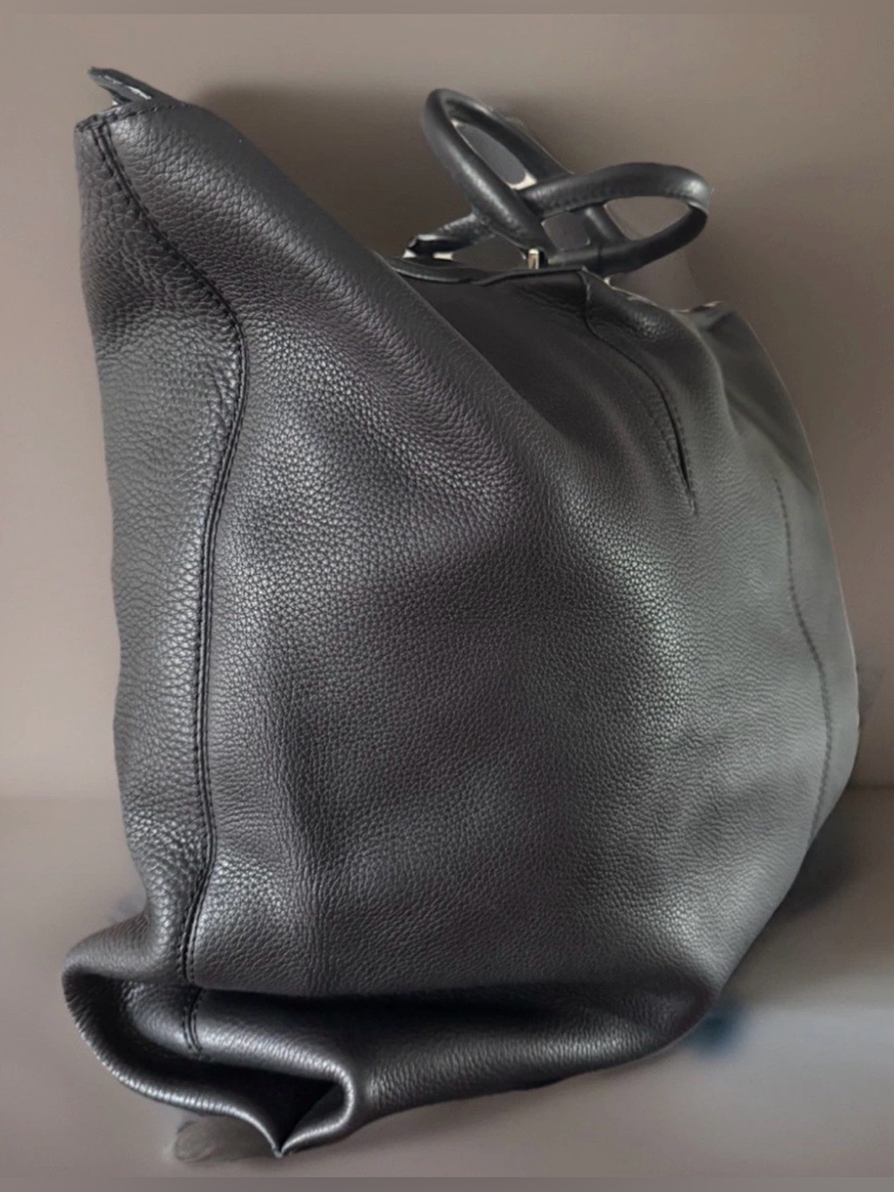 Alexander Wang Oversized Black Pebbled Leather Weekender Travel Tote Bag Minimal - Picture 10 of 11